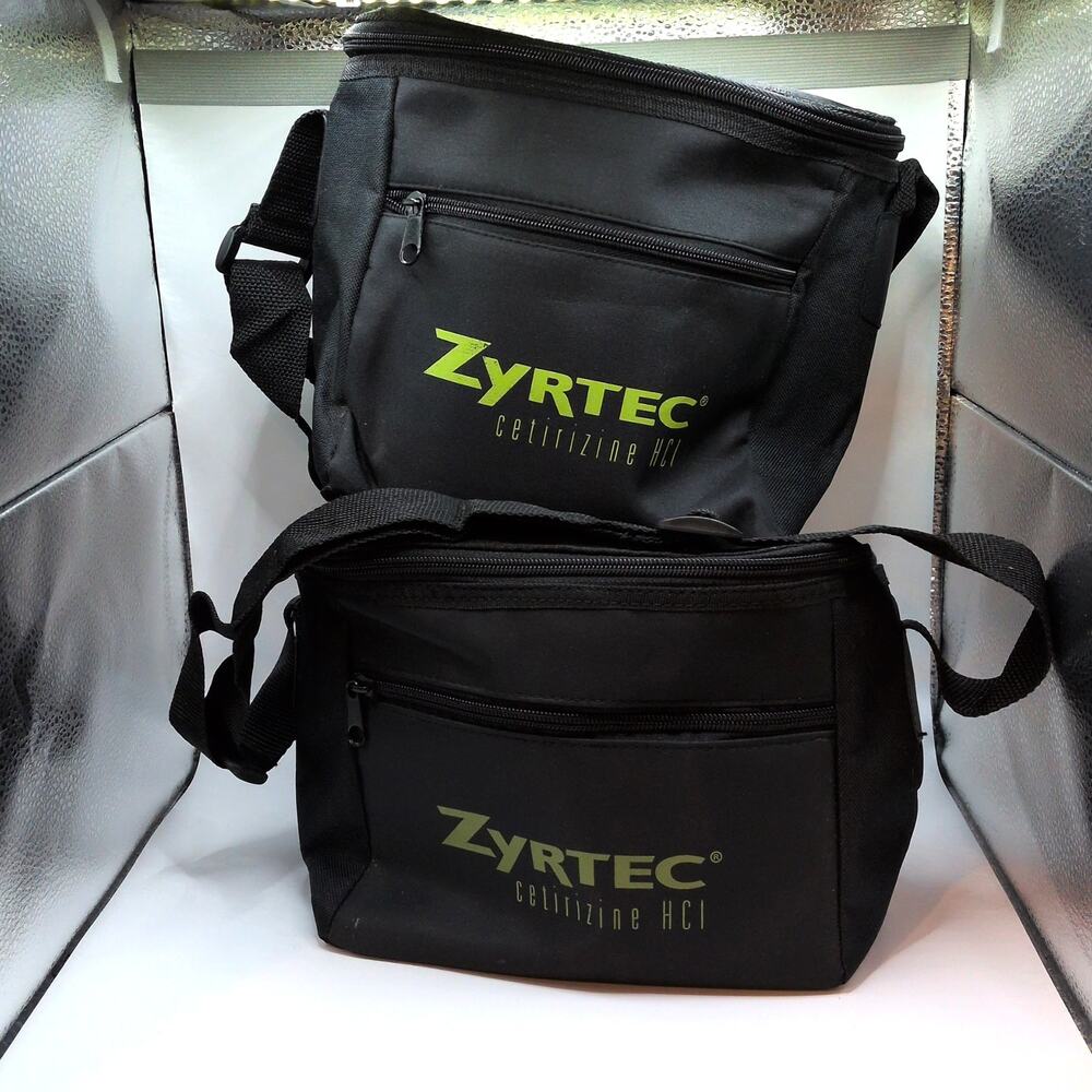 Zyrtec Advertising Drug Rep Pharmacy Promo Black Soft Sided Cooler Bags Pair